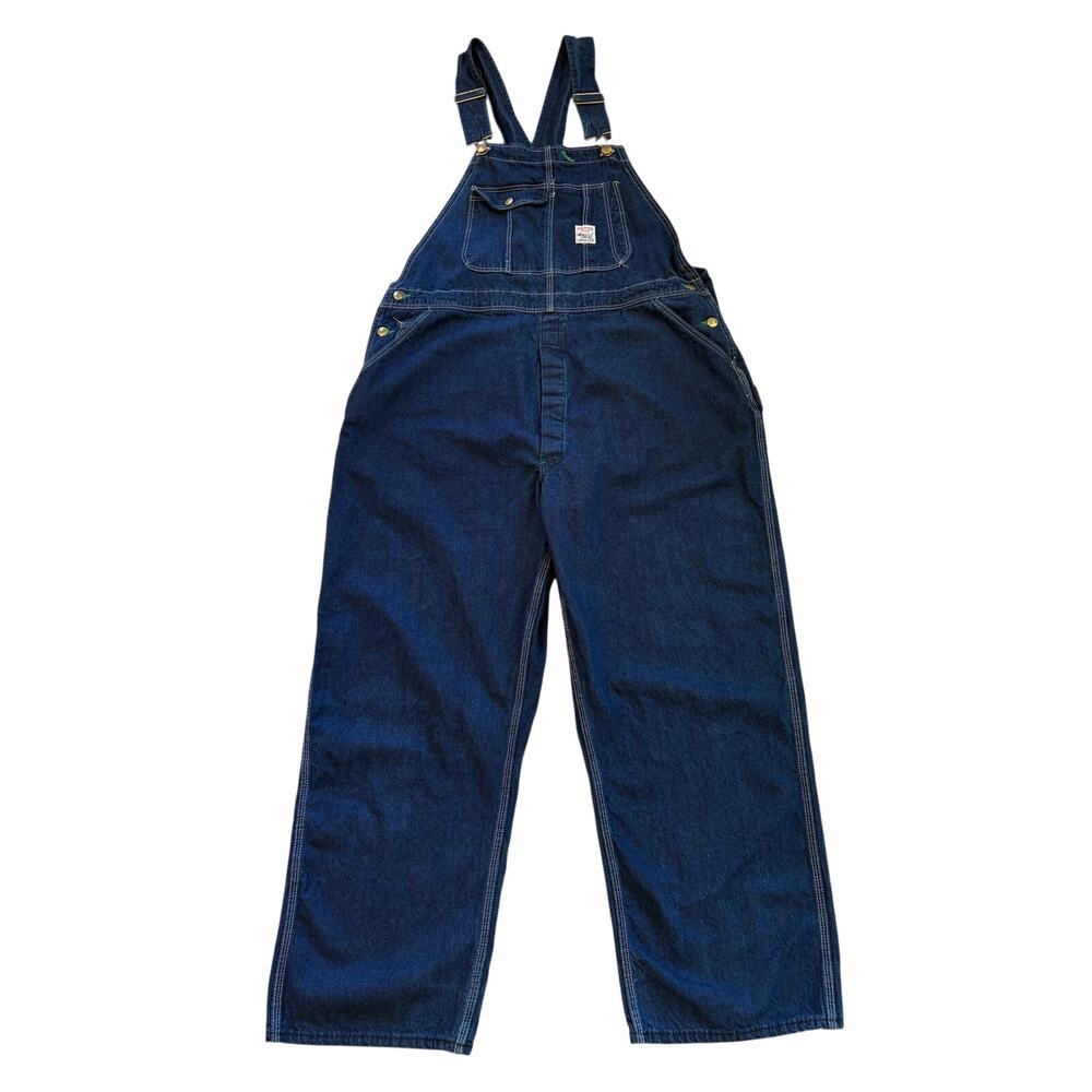 Vtg Pointer Brand Bib Overalls Mens 40x30 Blue Denim Carpenter Workwear *READ*